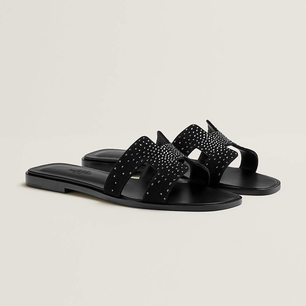 Hermes oran black sandals new arrivals